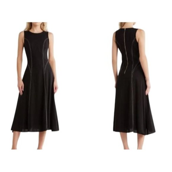Jason Wu Dresses & Skirts - Jason Wu Women's Dress Linen Viscose Blend Sleeveless Black Midi A-Line Size 2